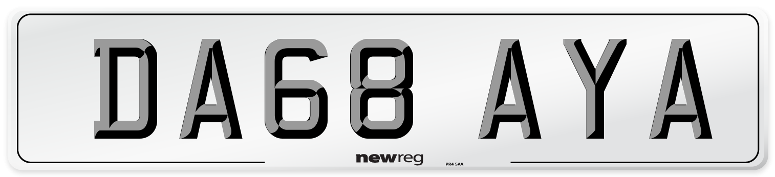 DA68 AYA Number Plate from New Reg